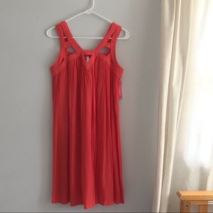 Coral Cutout Neckline Dress